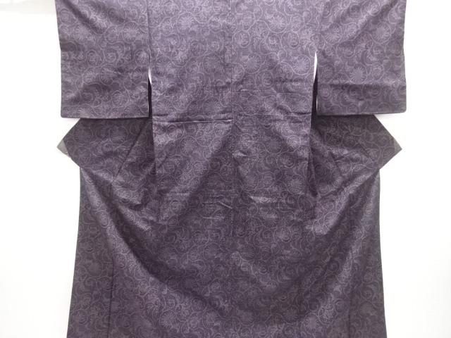 JAPANESE KIMONO / ANTIQUE KIMONO / SILK / TOKAMACHI TSUMUGI / WOVEN FLORAL ARABESQUE